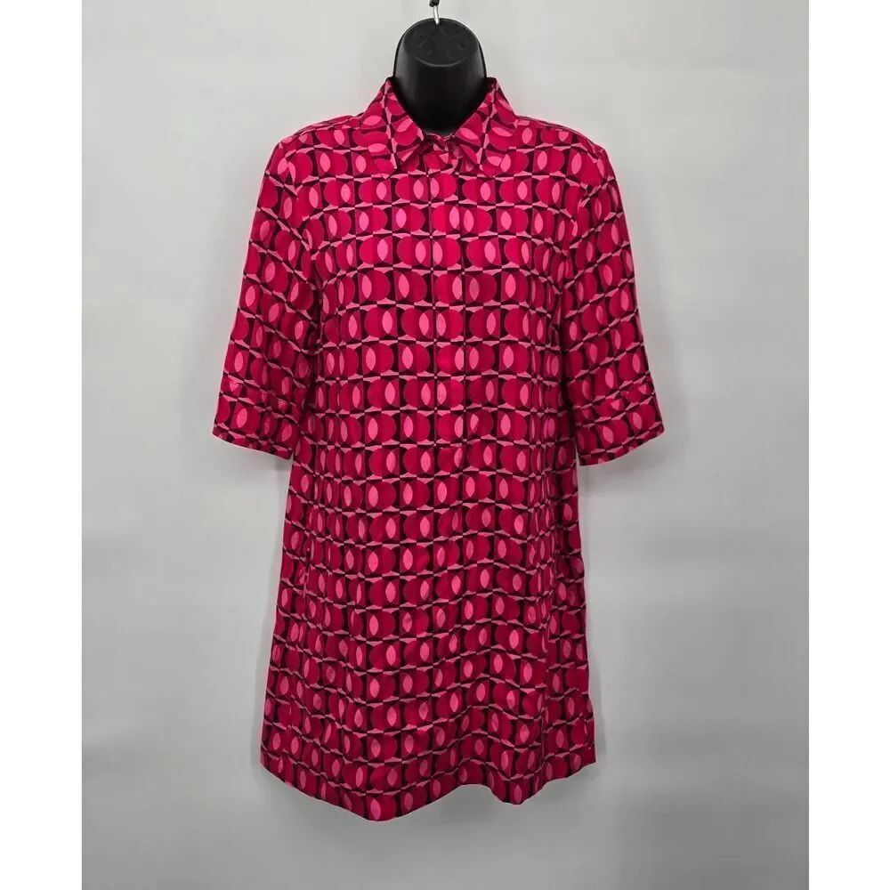 Hobbs London Marciella Dress Size US 6 Geometric Elbow Length Sleeves